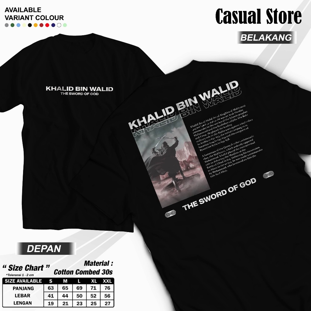 Kaos Muslim "Khalid Bin Walid" -Kaos Muslim/Kaos Dakwah/Kaos Islami/Baju Islami/Baju Dakwah/Kaos Dak