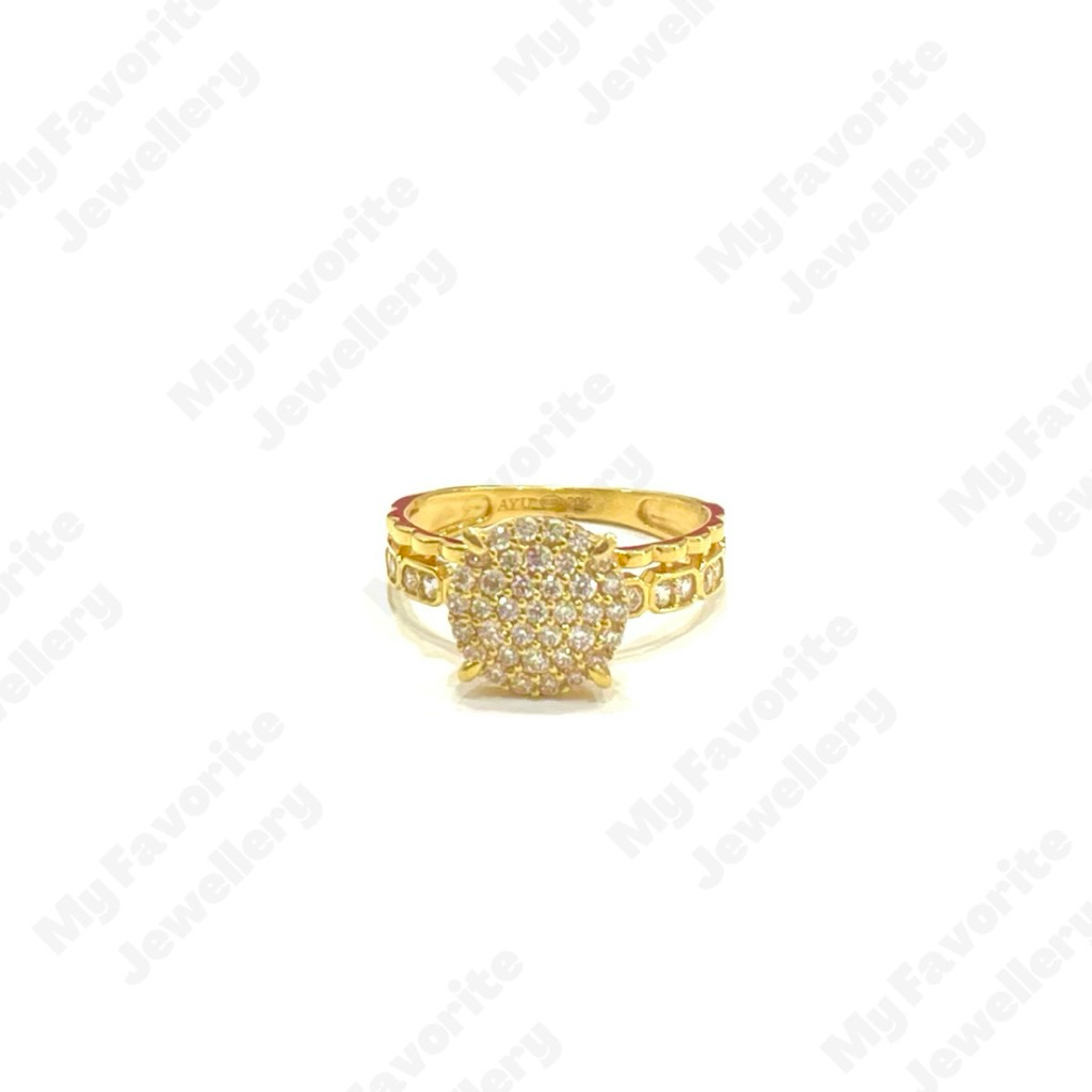 Cincin Bulat Variasi AD Uk15 Emas Asli Kadar 875