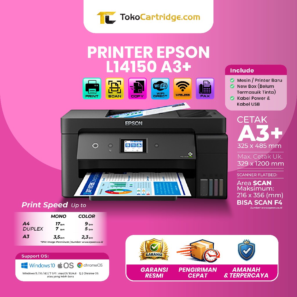 Printer Epson EcoTank L14150 A3 Plus Wi-Fi Duplex Wide-Format All-in-One Ink Tank New / L11050 A3+