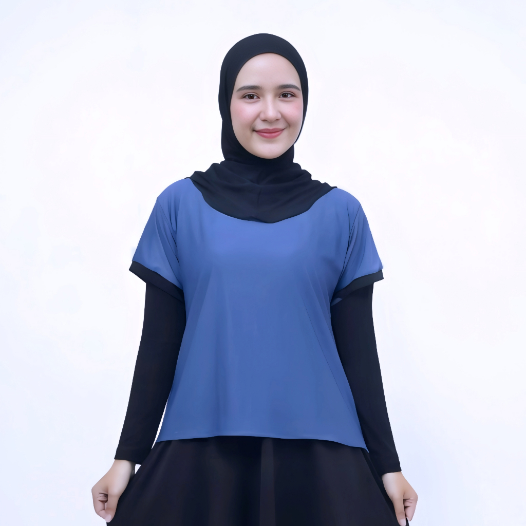 Azkadiena Crop Top Kaos Atasan Olahraga Wanita Tangan Panjang Oversize Jumbo