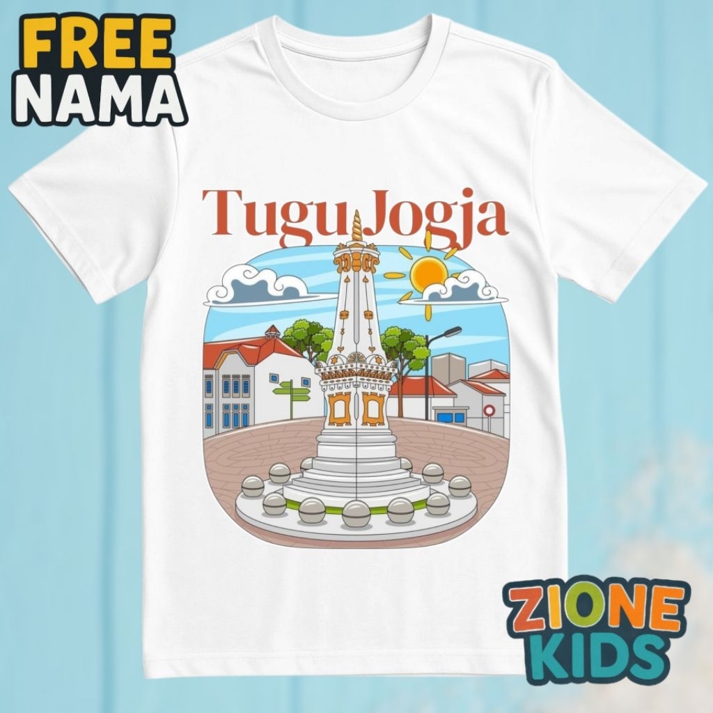BAJU KAOS ANAK TUGU JOGJA TERBARU - TSHIRT ATASAN ANAK JOGJA CEWEK COWOK 2-12 TAHUN BAHAN KATUN FREE