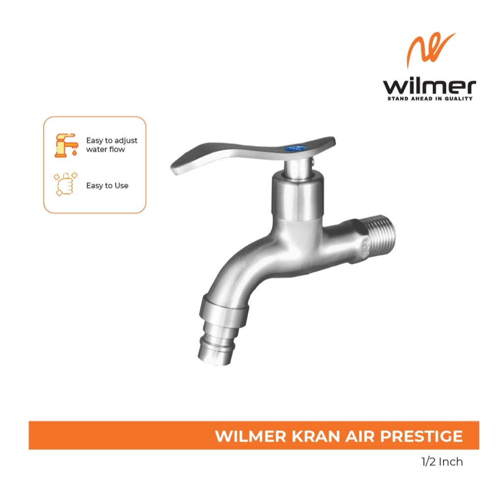 Wilmer Kran Air Stainless Steel 1/2" Engkol Kran Air SS kran Air Prestige Kamar Mandi Kran Air Taman