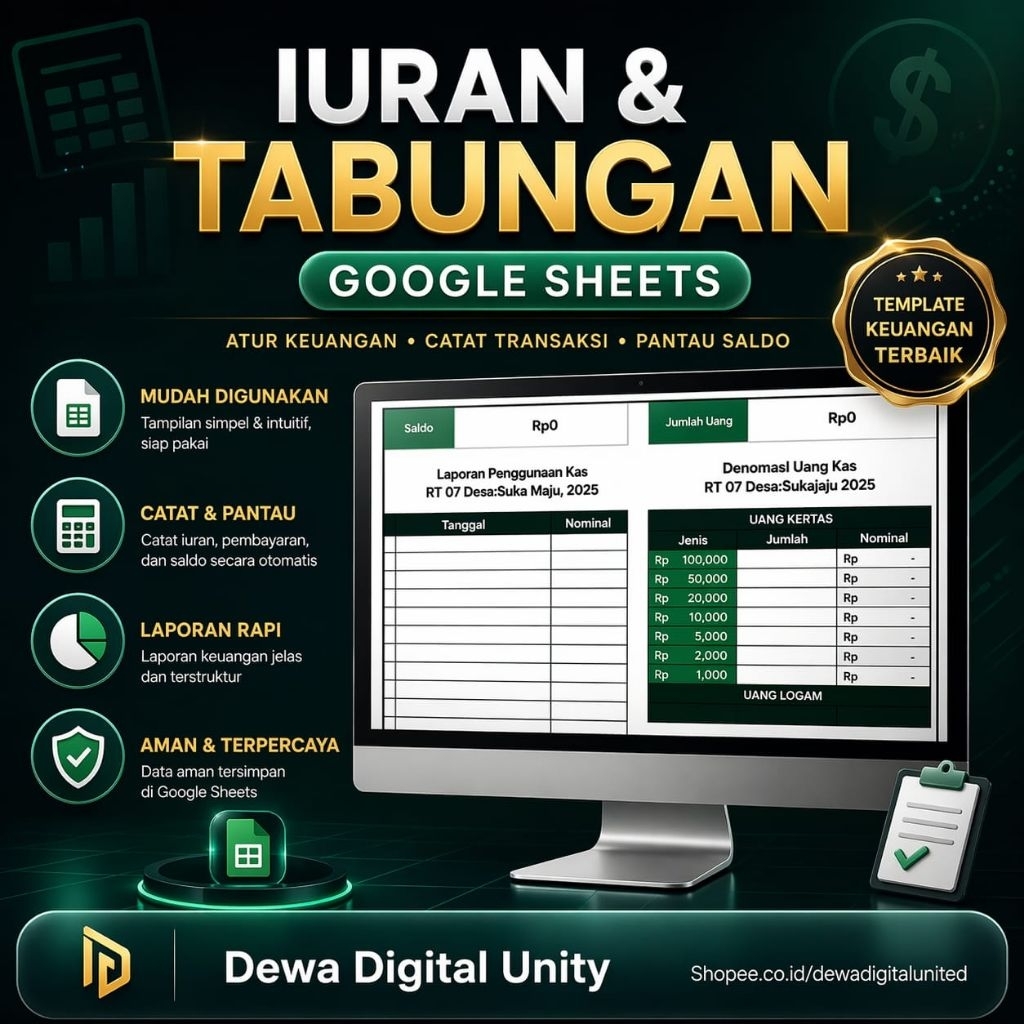 Template Iuran & Tabungan (Spreadsheets) Mudah di Gunakan