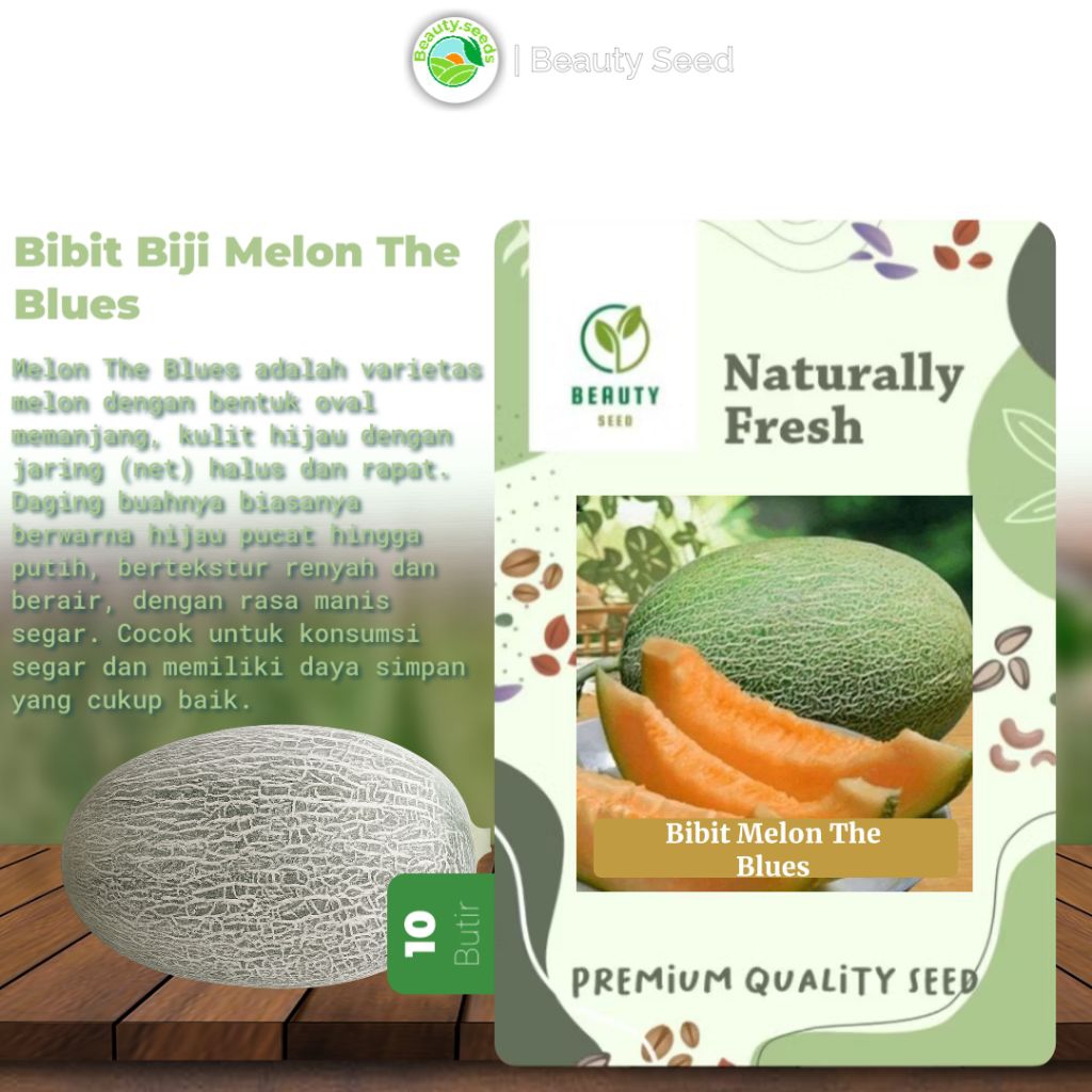 10 Butir Melon the Blues - Benih Melom The Blues Siap Semai Kemasan Repack