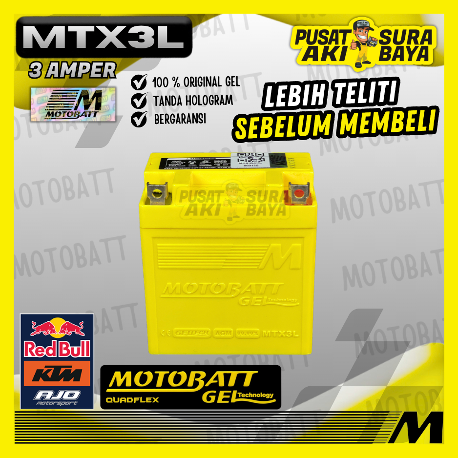 OFFICIAL MOTOBATT GEL MTX3L 3 AH ORIGINAL AKI MOTOR KAWASAKI NINJA R 150 NINJA SS 150