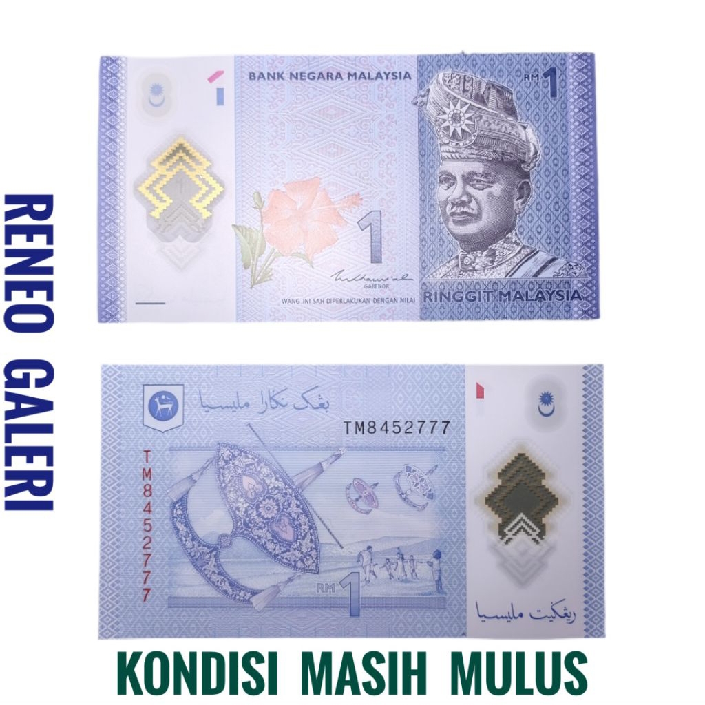 Mulus 1 Ringgit Polymer Malaysia Tahun 2011 Plastik Polimer Uang Kuno Asing luar Negeri gress asli o