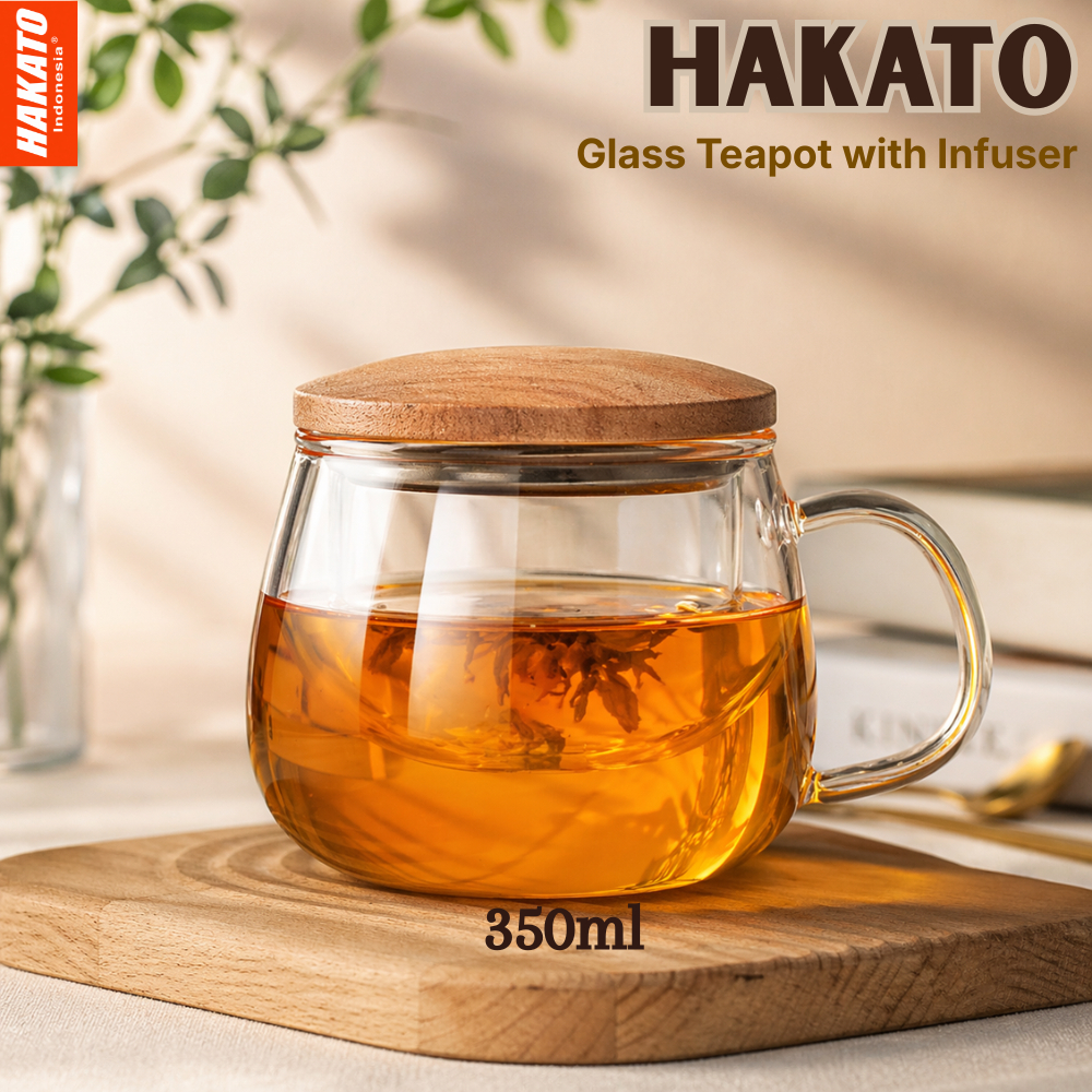 Gelas Kaca Tutup Kayu Gelas Infuser Gelas Saring Rempah Cangkir Teh Saringan Infused Glass Hakato 35