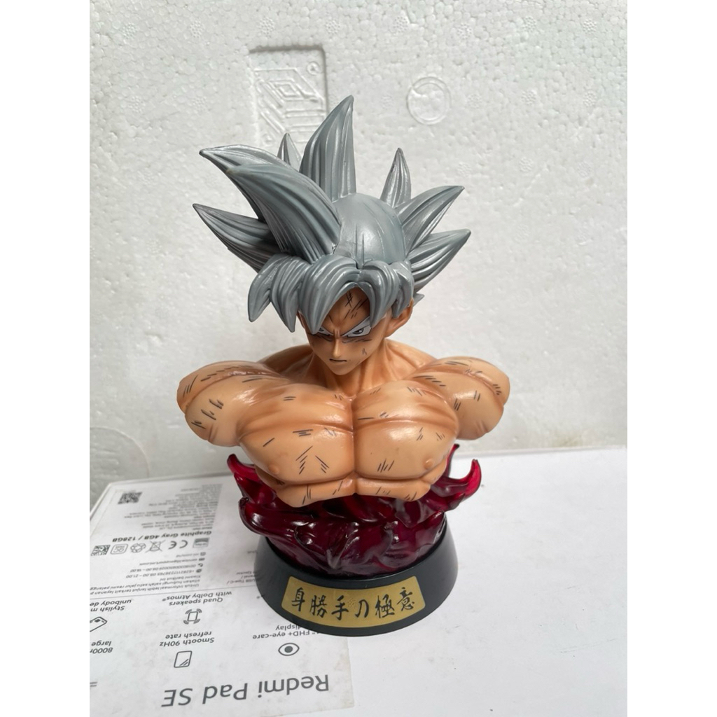 Figure Goku Ultra Instinct Dragon Ball Super Patung Dada Bust Lampu LED 7 Warna Pajangan Koleksi Ani