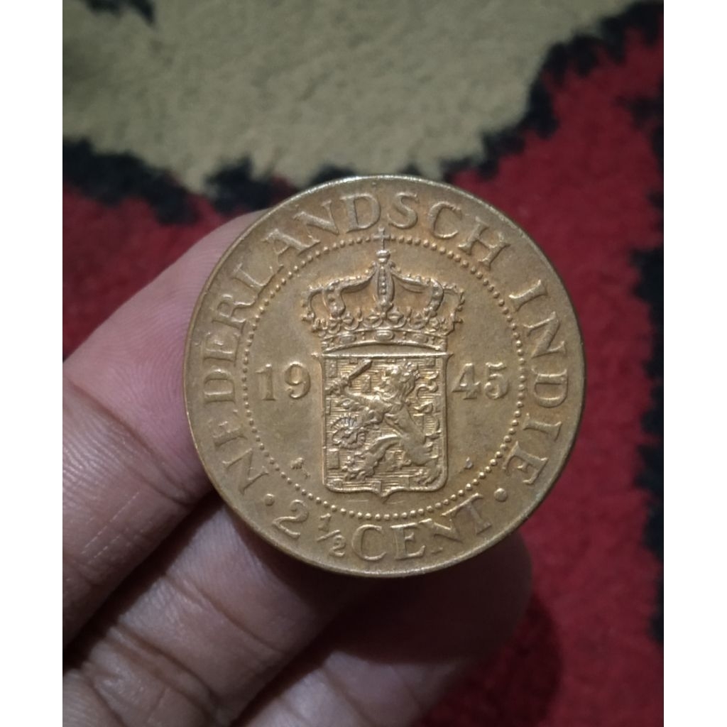 Koin Lawas Indonesia Jaman Penjajahan 21/2 Cent (Benggol) Tahun 1945 Langka