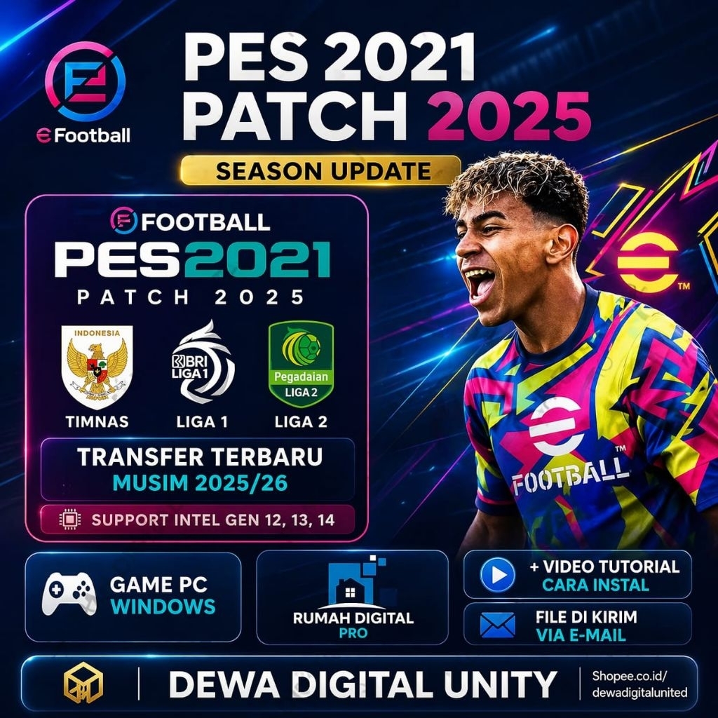 Game PC PES 2021 Patch 2026 Update Transfer Liga BRI 1 Indonesia Timnas Full Version Offline