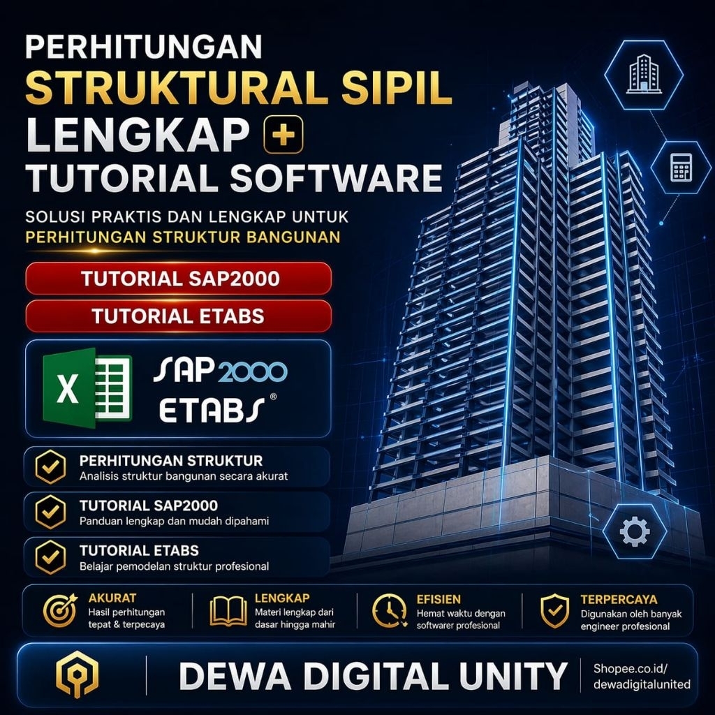 Perhitungan Struktur Sipil Lengkap + Tutorial SAP2000 & ETABS | Analisis Beton Baja & Kombinasi