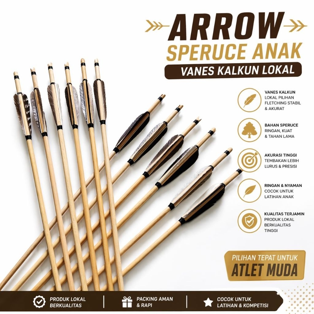 ARROW SPERUCE ANAK VANES KALKUN LOKAL / 6 PCS