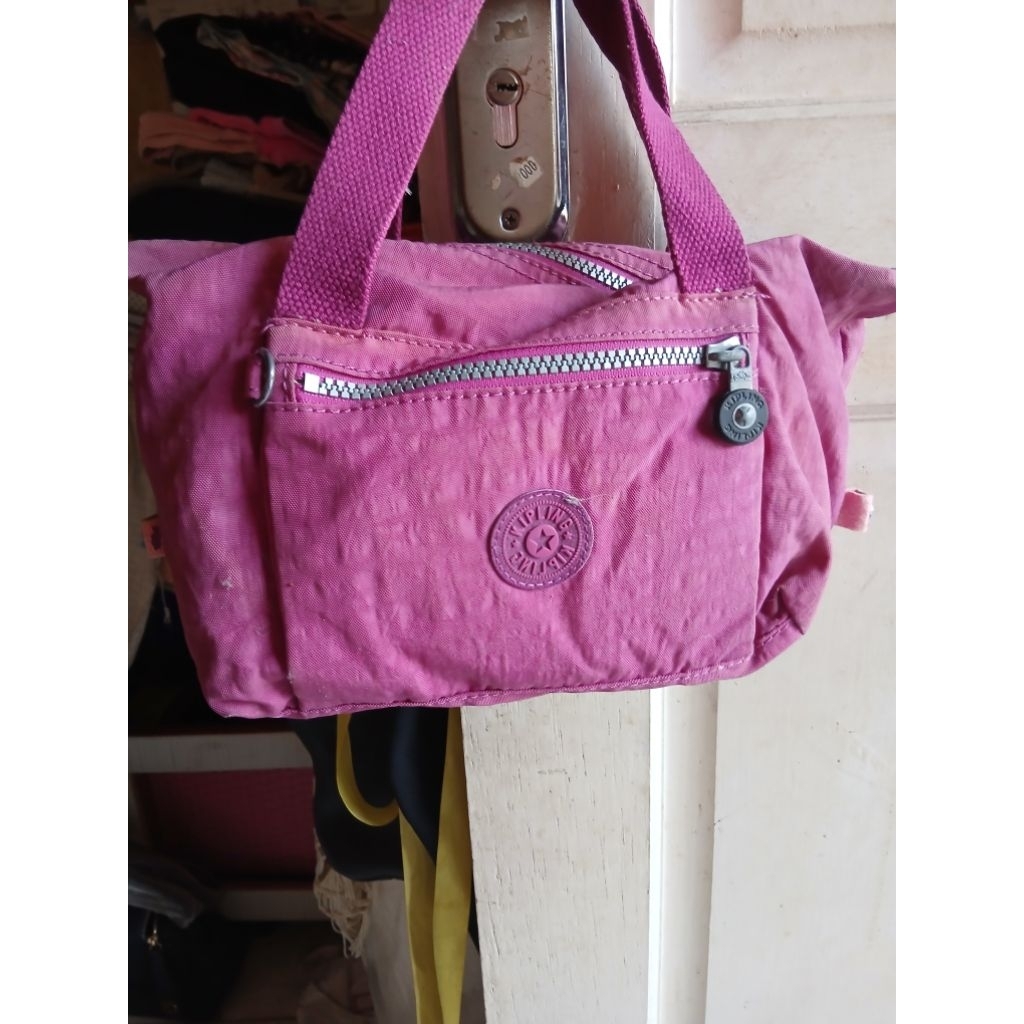 Tas nilon warna ungu muda, preloved
