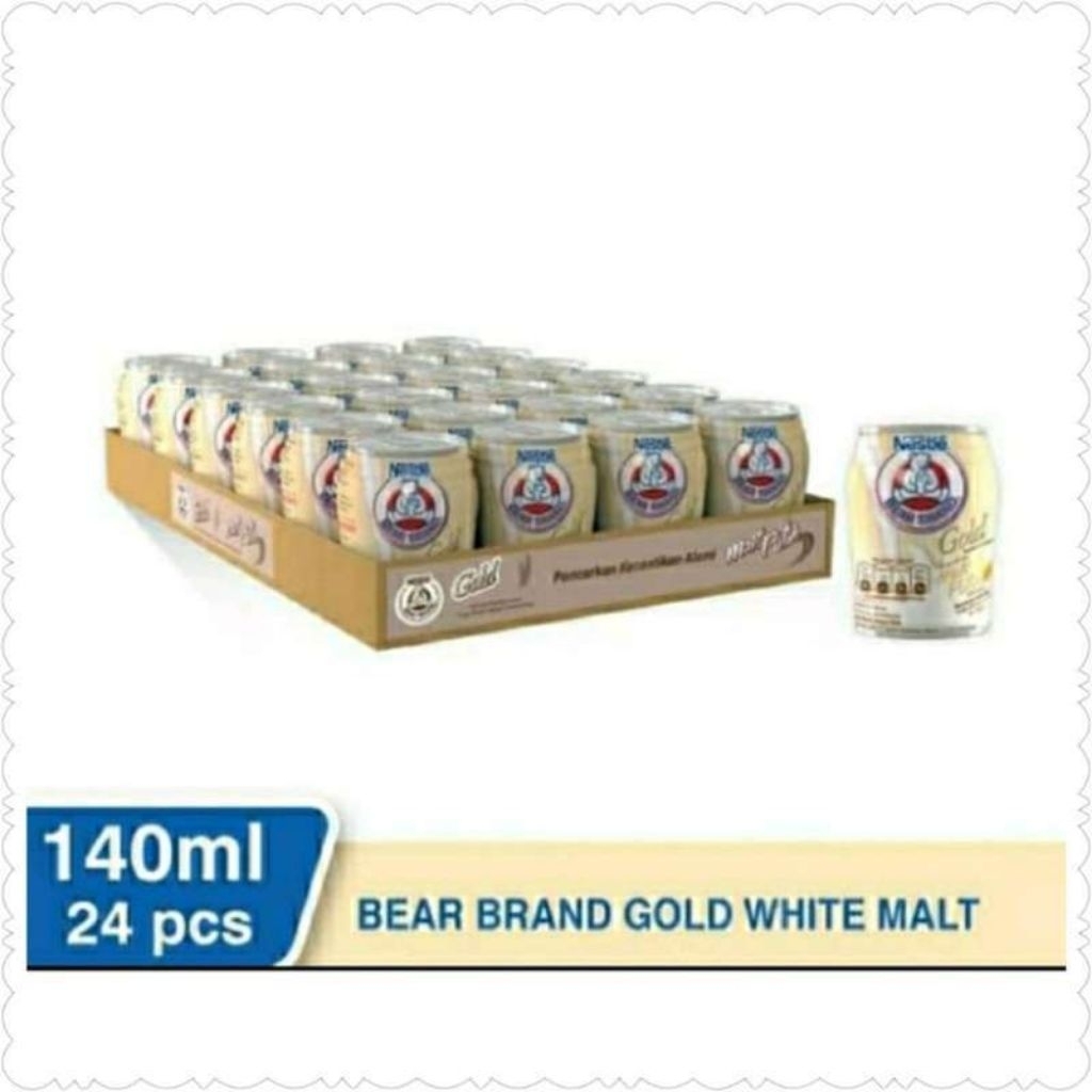 SUSU STERIL BEAR BRAND GOLD WHITE MALT 140 ML 1 KARTON ISI 24 PCS