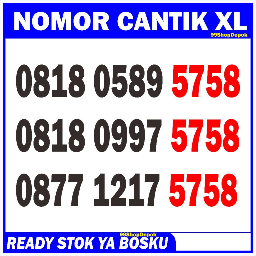 Nomor Cantik XL 5758 XL Maju Mapan Kartu Perdana Nomer Cantik XL 4g 5g 575859 5757 5858