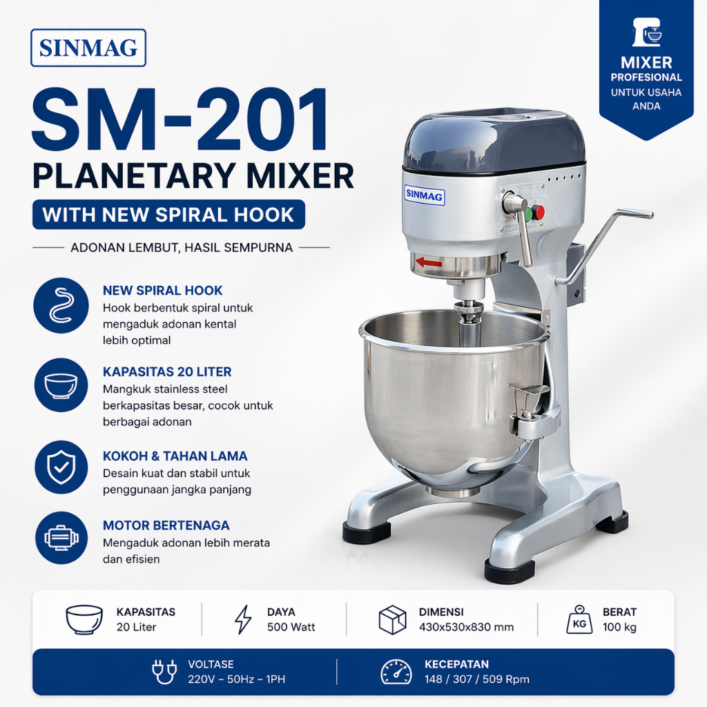 SINMAG Planetary Mixer 20 Liter SM-201 / SM 201 / SM201