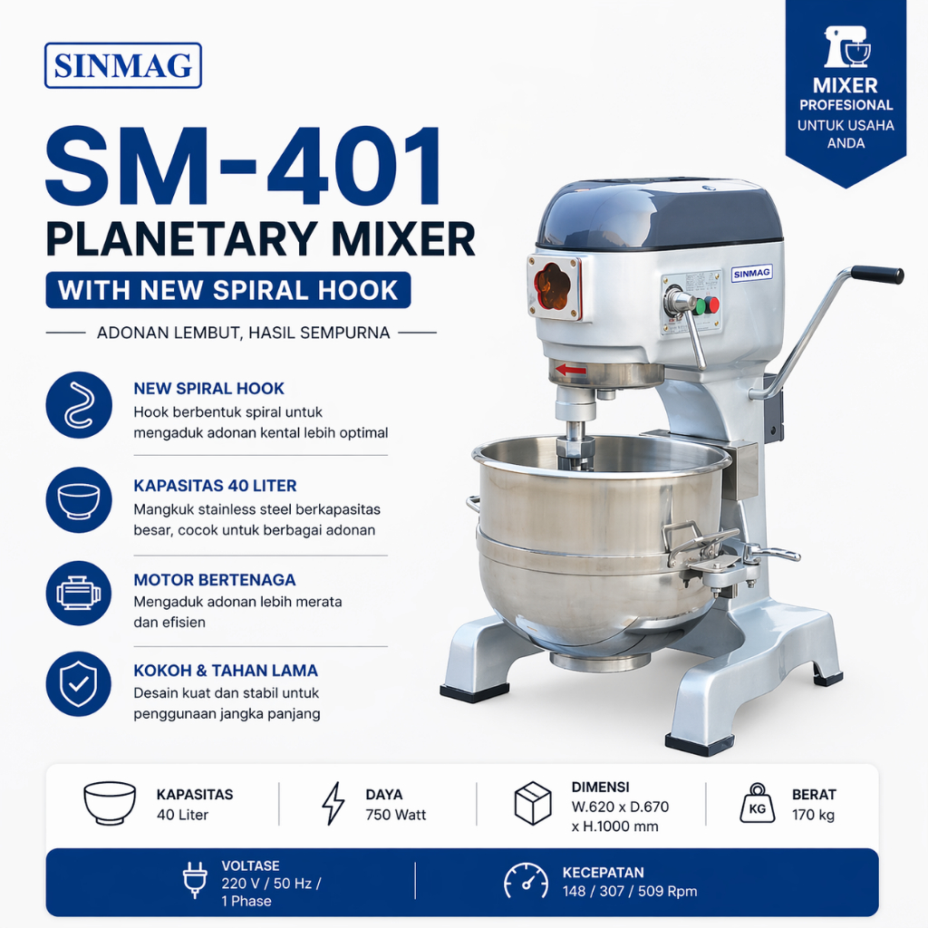 SINMAG Planetary Mixer 40 Liter SM-401 / SM 401 / SM401