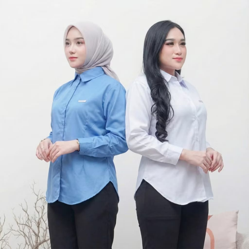 Kemeja Wanita Lengan Panjang Slim Fit Toyobo Premium Atasan Kerja Polos Formal Blouse Kantor Elegant