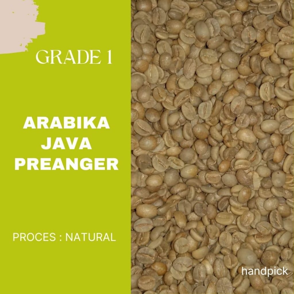Biji Kopi Mentah / Green Bean Arabika Java Preanger Proses Natural Grade 1 - 1Kg