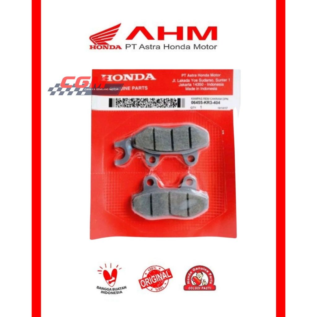 06455-KR3-404 Dispad depan kampas rem depan karisma megapro thn 2005-2006 supra lama x 125 asli hond