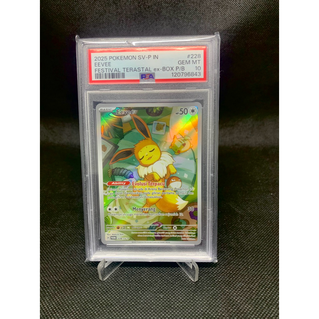 PSA 10 eevee promo 228 limited edition eevee tidur - slab grading pokemon psa 10 termurah dan rare e