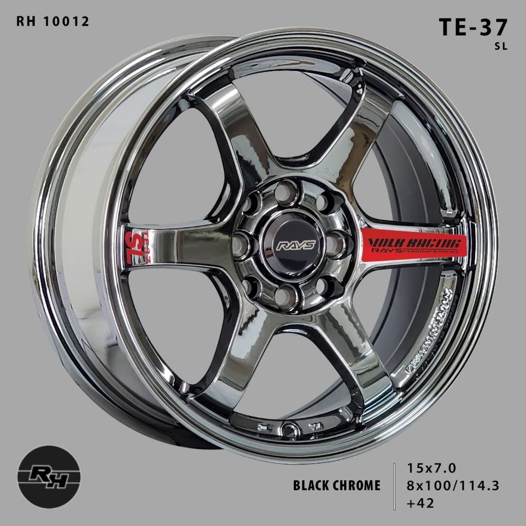 VELG TE37 RING 15 LEBAR 7 ET 42 PCD 4X100/114 BLACK CHROME