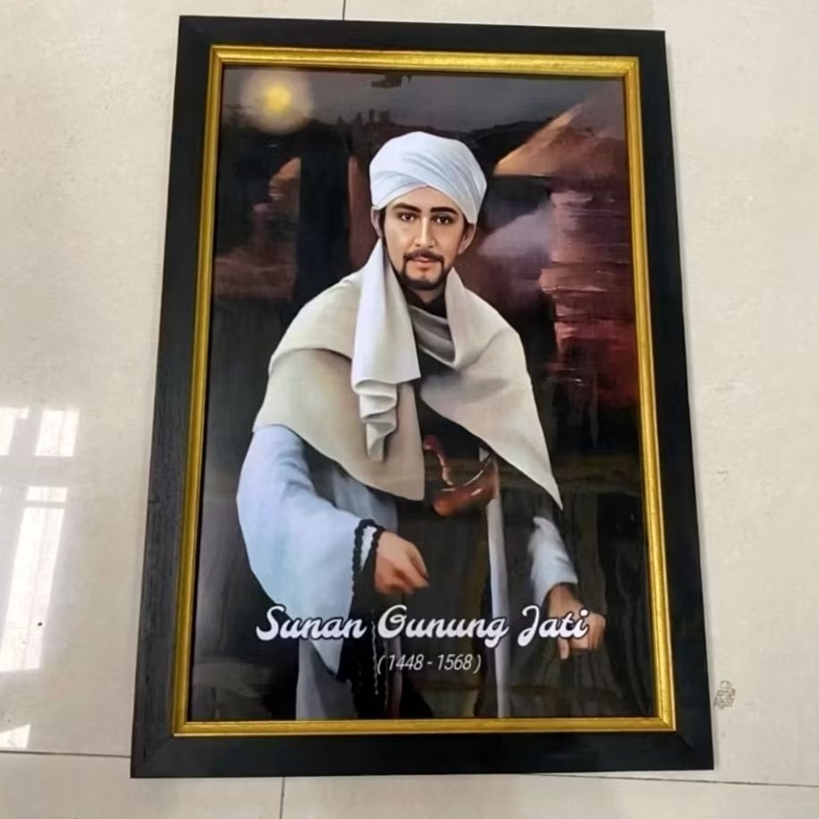 Hiasan Dinding Lukisan Cetak Gambar Sunan Gunung Jati Estetik uk 45x65cm plus Bingkai Cantik