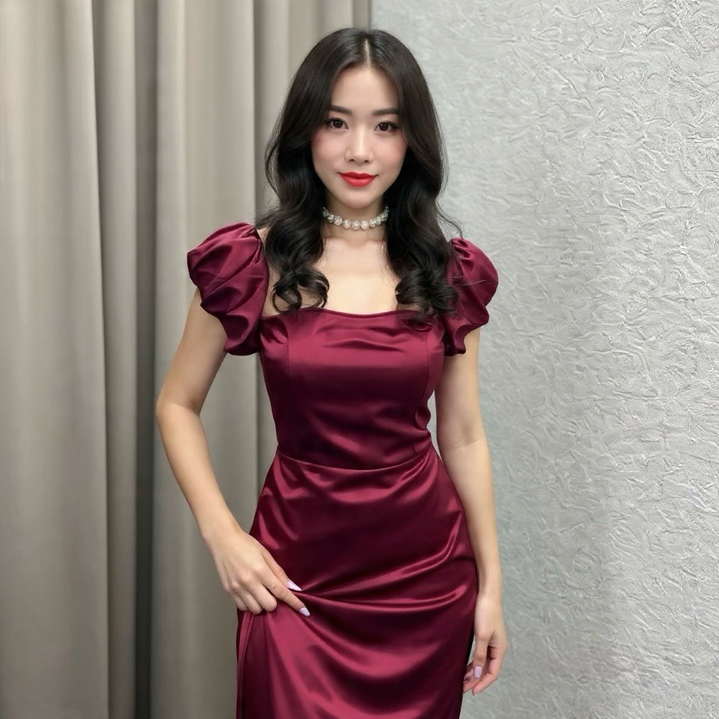 Dress Sabrina Satin Silk Gaun Satin Silk Dress Luxury Satin Silk Dres Maxi Gaun Kondangan Dres Konda