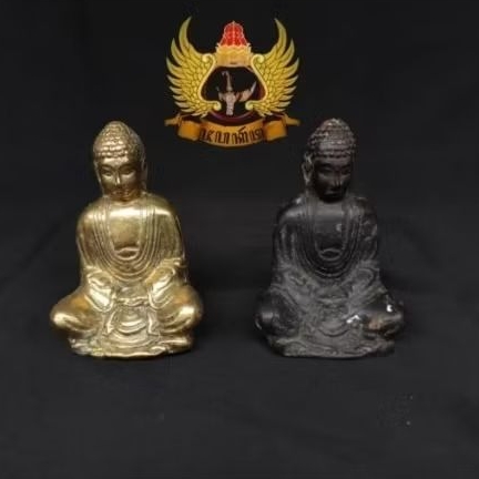 Sepasang Isi 2 Pcs Patung Budha Kecil Bahan Kuningan