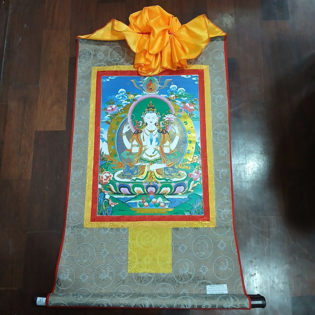 Thangka chenrezig ( 01 ) - Lukisan Print Thangka - Nepal Tibetan
