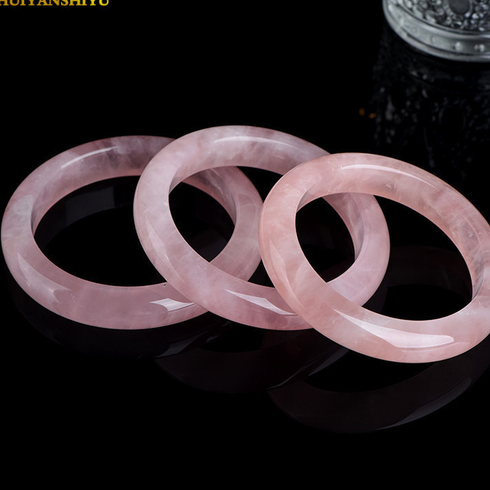 Gelang Kuarsa Mawar, Perhiasan Batu Hibiscus Merah Muda Grapefruit, Gelang Giok Kristal Putih Moonli