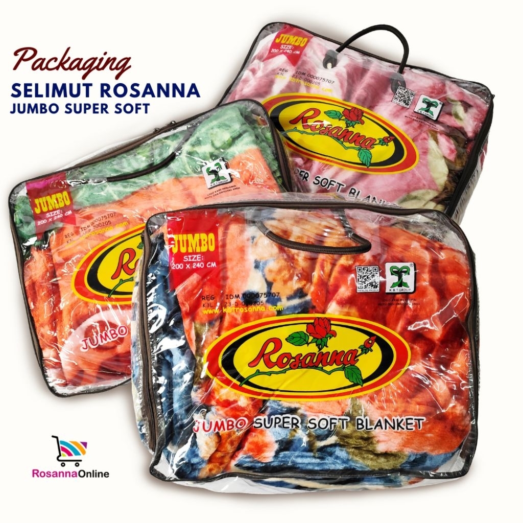 Rosanna Selimut Jumbo 200x240 Motif Panel Bulu Halus dan Tebal