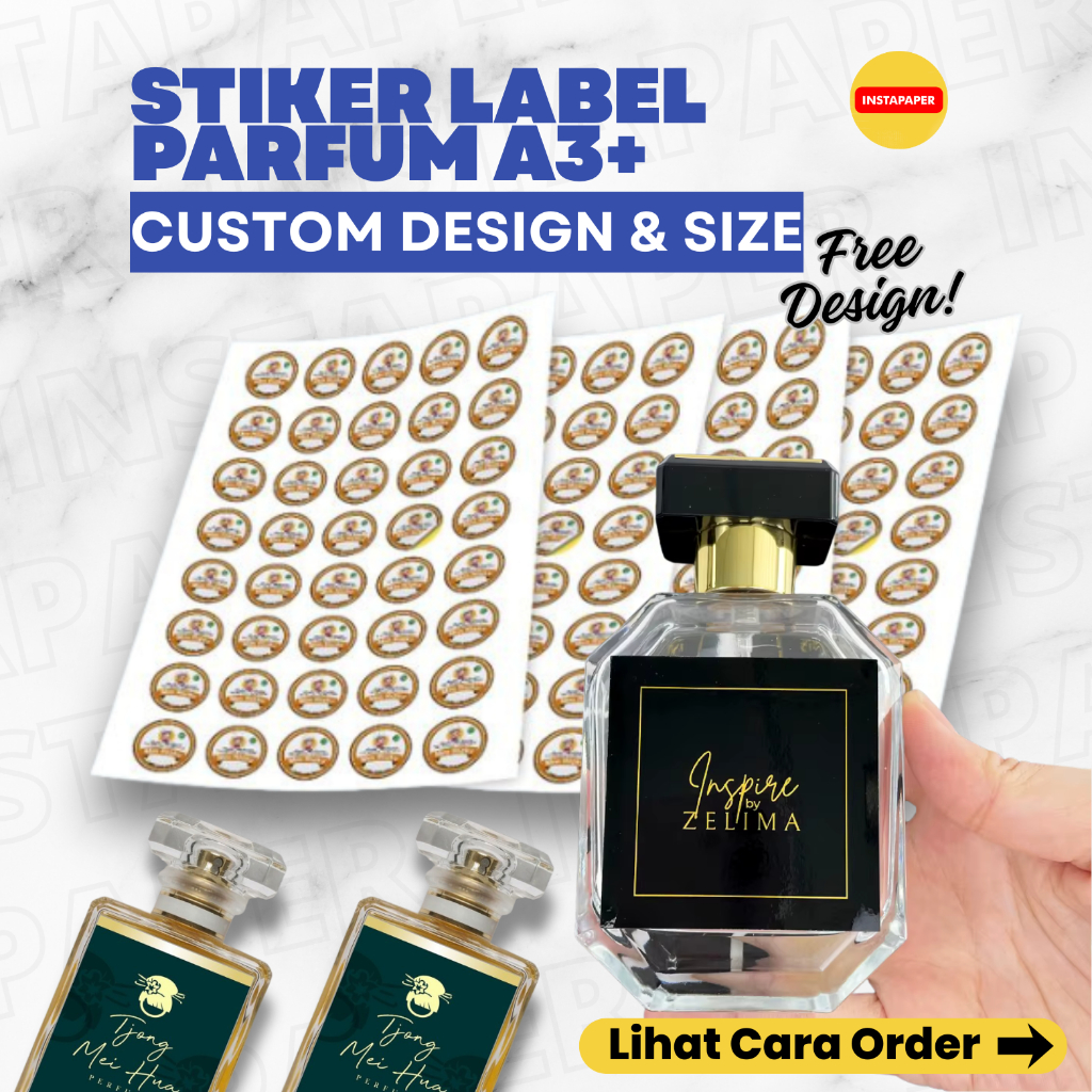 Cetak Stiker Label Parfum Custom Free Design, Free Cutting Kotak
