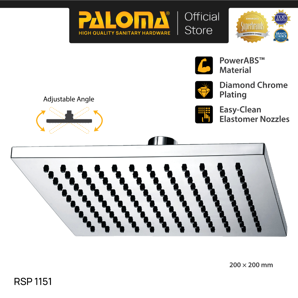 PALOMA RSP 1151 Rainshower Head Shower Rain Sower Mandi Atas Kepala ABS Bathroom Chrome Krom