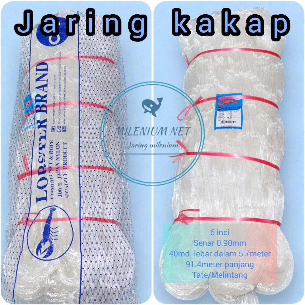 jaring kakap/jaring senar/jaring ikan 6inci 0.90mm 40md 91.4m tate
