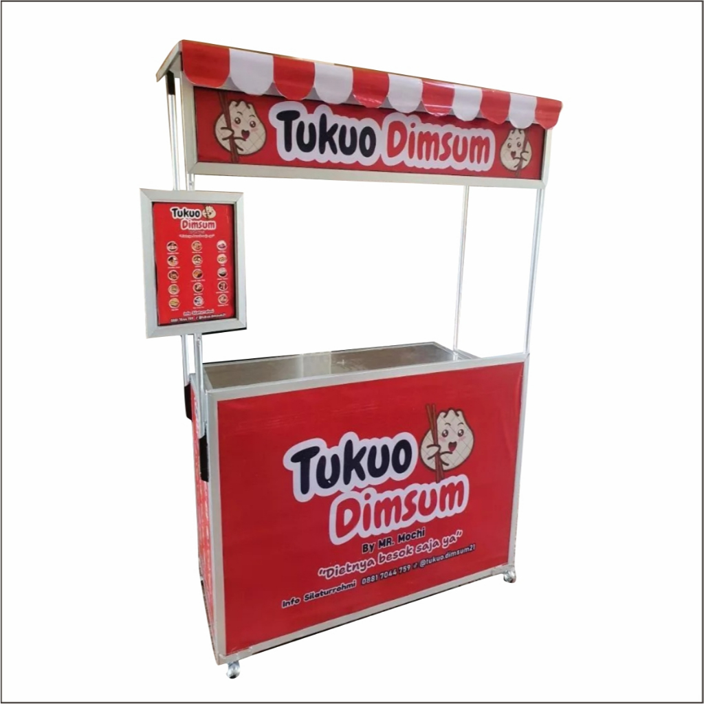 Booth Portable Alumunium Atap Gratis Menu Gerobak Murah Jumbo Meja Lipat Jualan