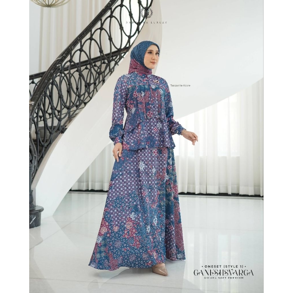 Ganeshsvarga Famset (Tanzanite Azure) By Nadheera Luxury || Gamis nadheera || Gamis motif || Gamis p