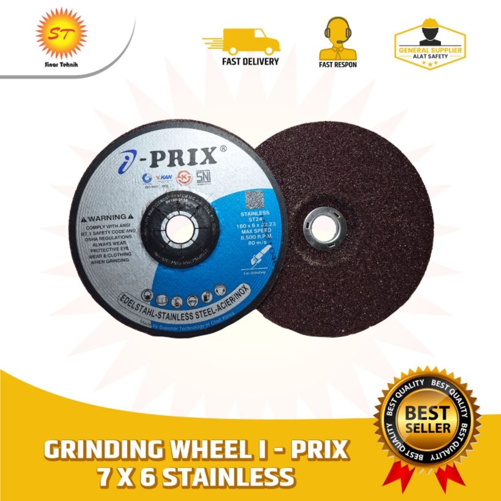 Grinding Wheel I-Prix 7 x 6 Stainless | Batu Gerinda Potong I-Prix 180 x 6 x 22.23 mm Stainless