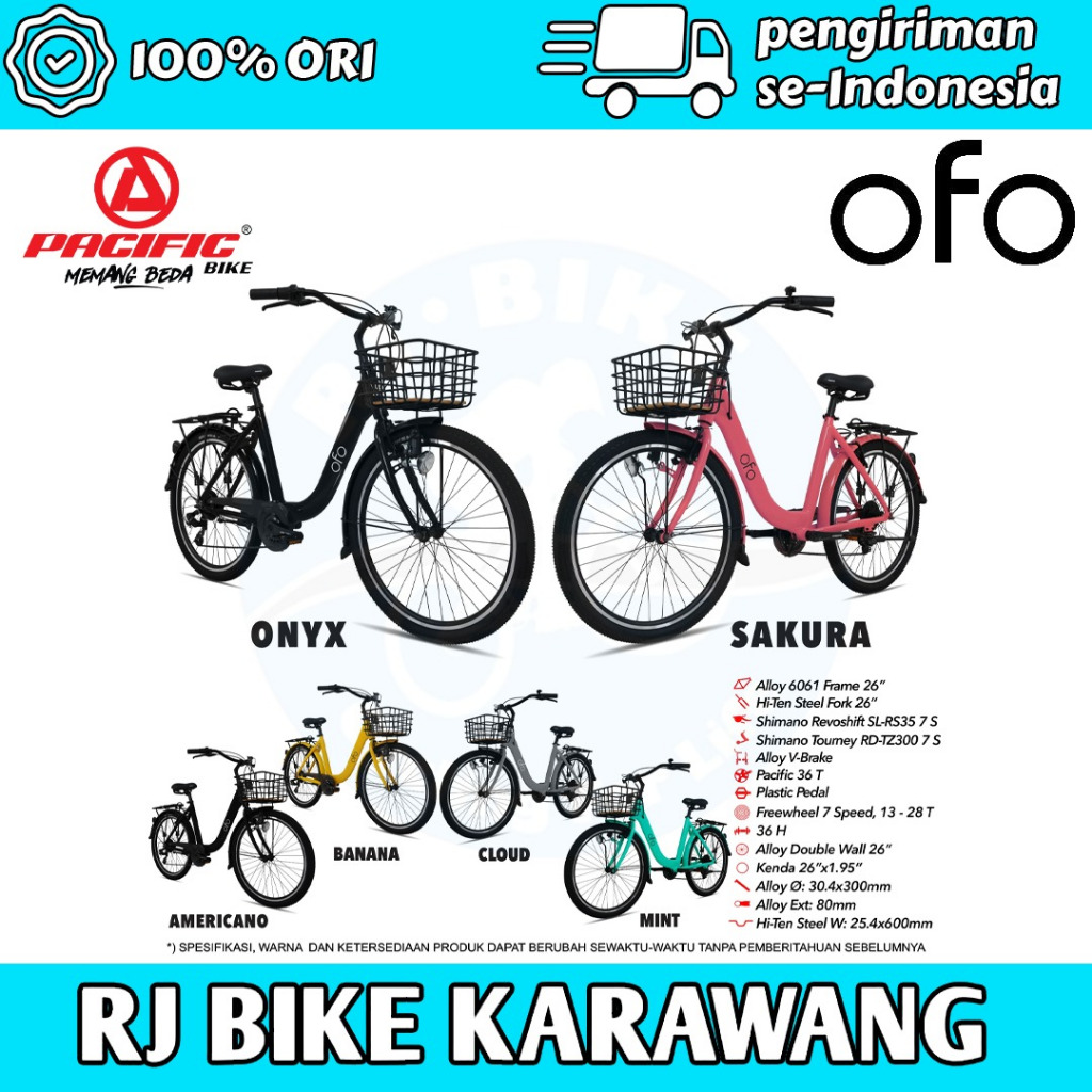 SEPEDA MINI CITY BIKE KERANJANG PACIFIC OFO 7SPEED