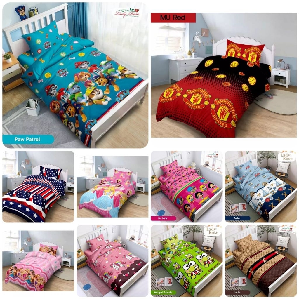 Bedcover Lady Rose Motif Set Single 120x200 karakter anak