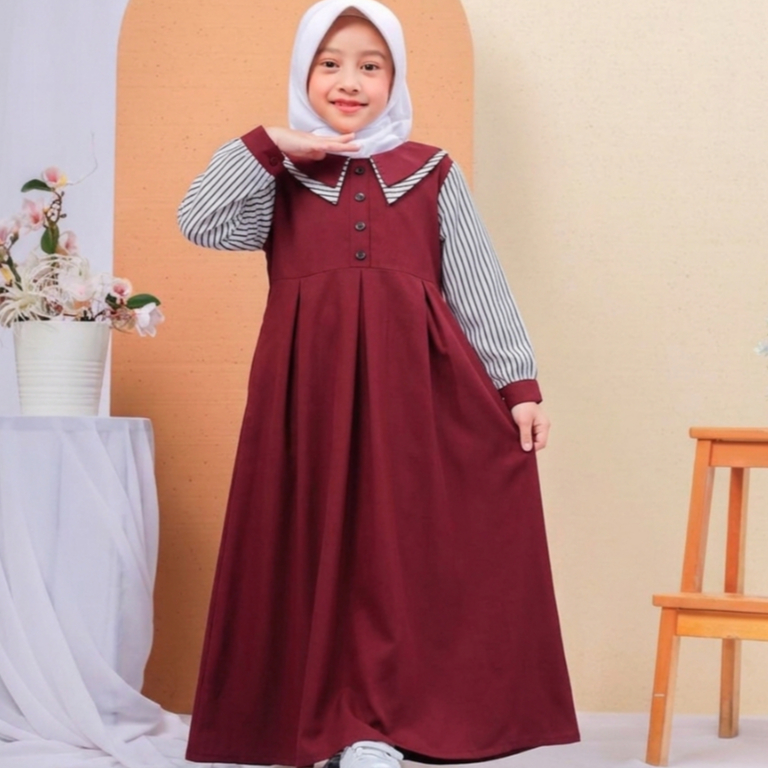 SELENA DRESS KIDS GAMIS ANAK TERBARU BAHAN CRINKLE DRES LEBARAN