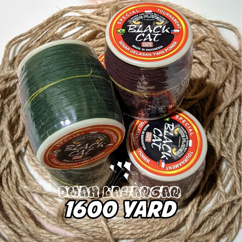 senar benang gelasan layangan 1600 yard black cat 025