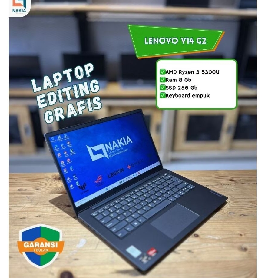 LENOVO V14 G2AMD Ryzen 3 5300U
Ram 8 Gb
SSD 256 Gb
Keyboard empuk
