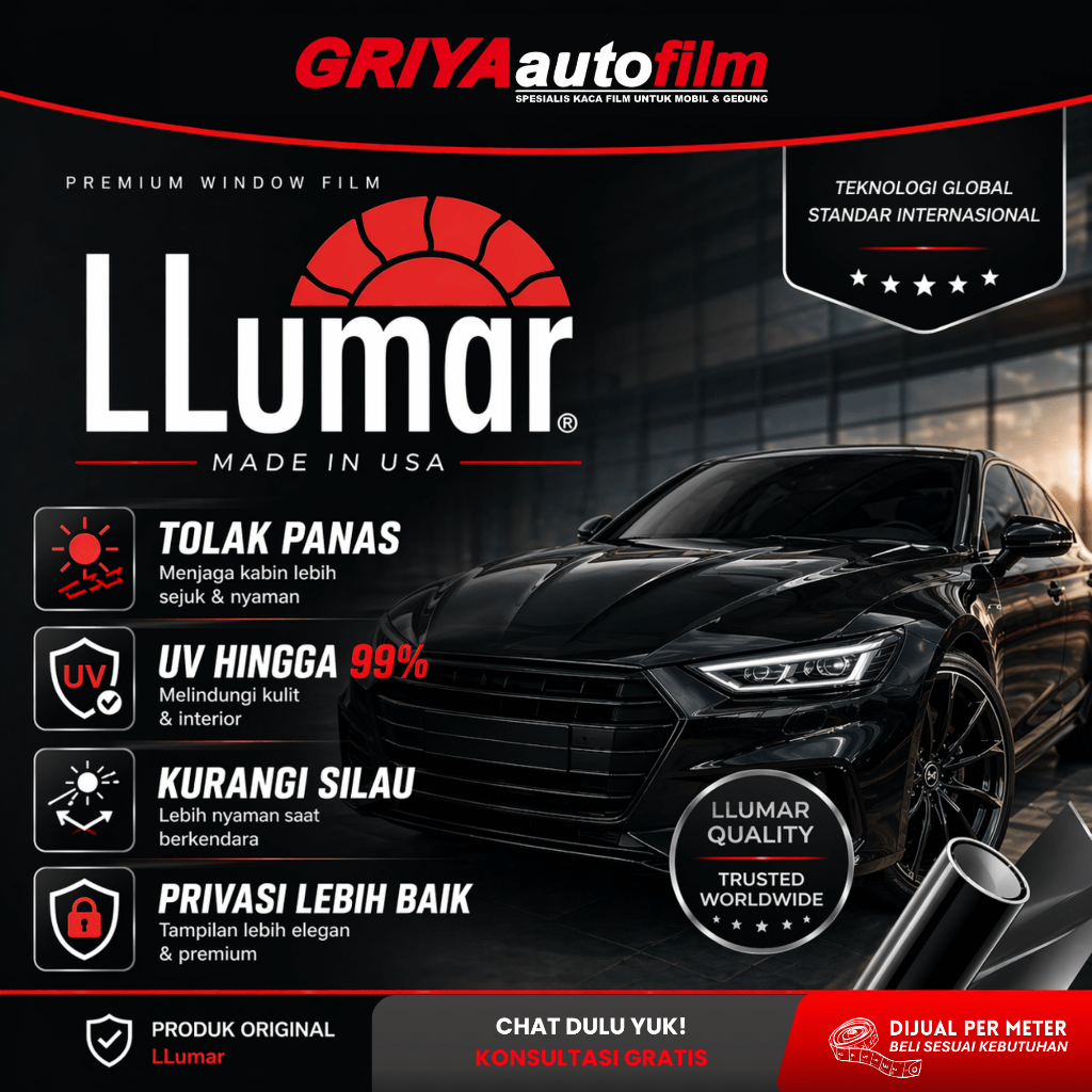 Kacafilm  LLUMAR Original Mobil ,Gedung / Rumah  STRATOS 40%, 60% garansi resmi LLUMAR Indonesia