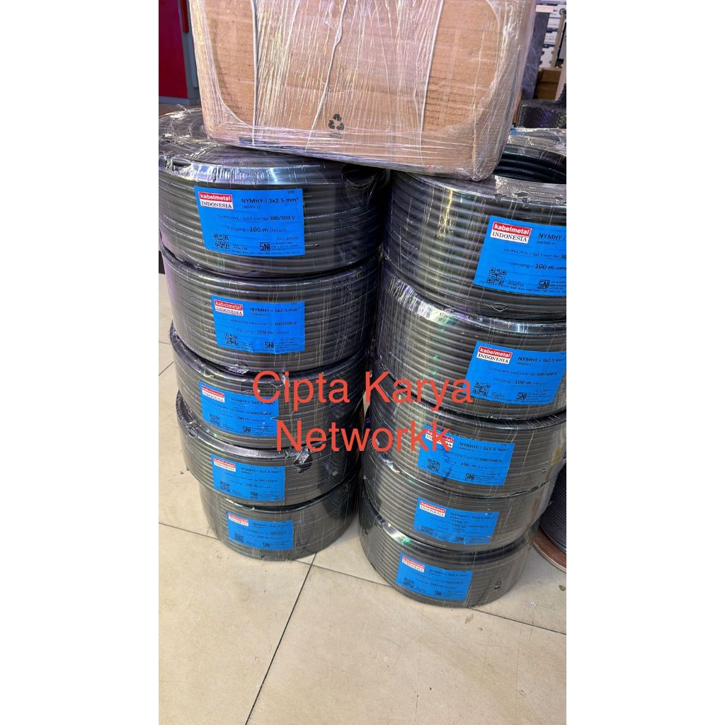 KabelMetal NYMHY 3x2.5 mm 100m Serabut Hitam / NYMHY 3x2,5 mm Metal 100m / NYMHY 3x2.5 Metal Hitam