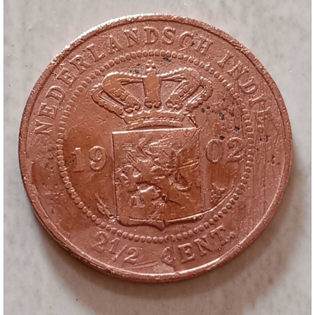 koin nederlands-indie 2 ¹/² cents tahun 1902..