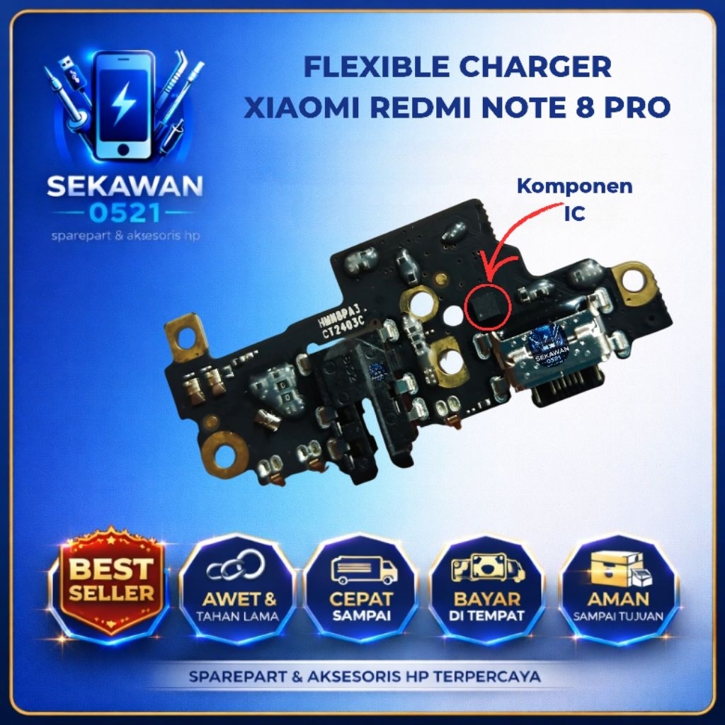 Flexible Charger Xiaomi Redmi Note 8 Pro IC Full – Charging Port Flex Redmi Note 8 Pro Konektor Cas 