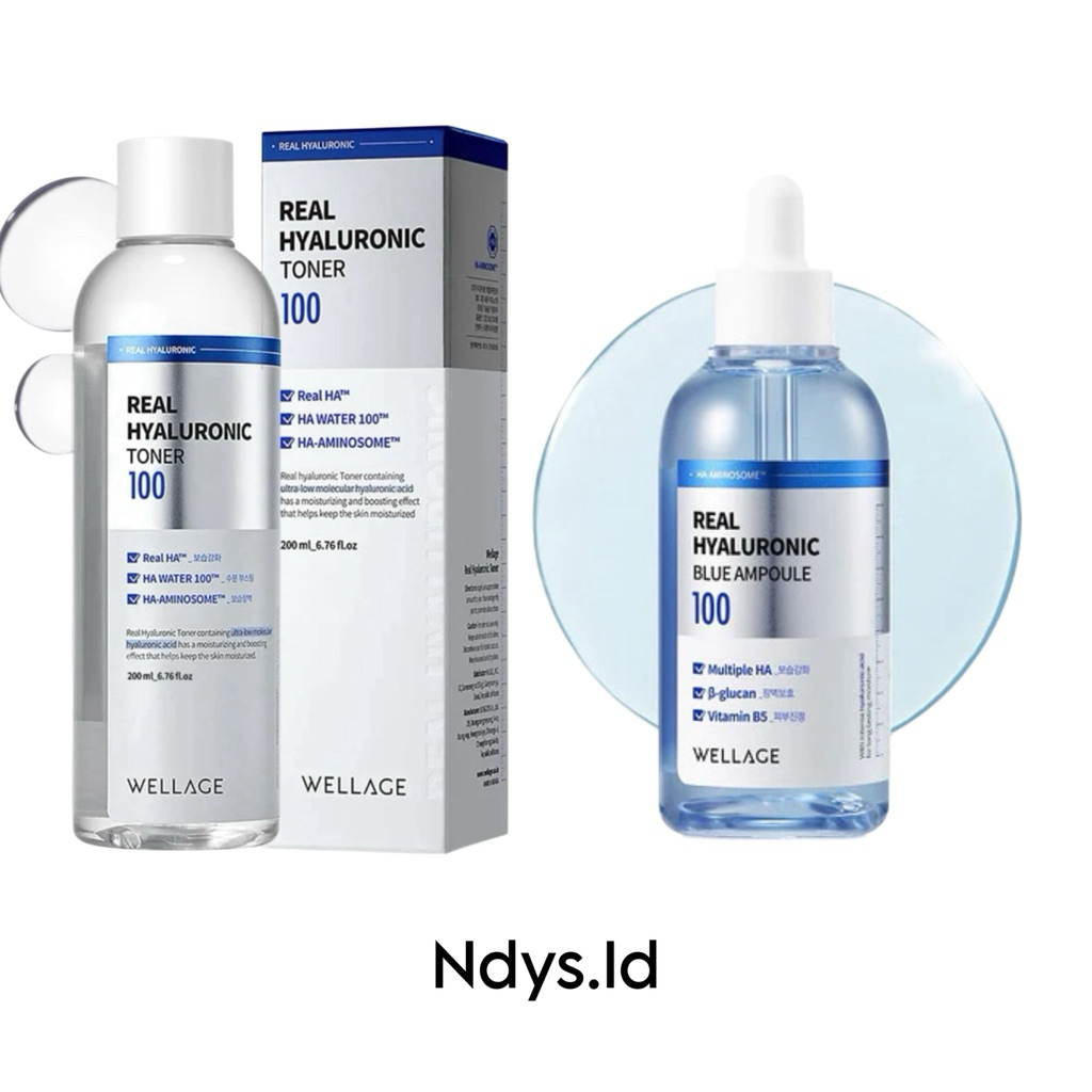 Wellage Real Hyaluronic 100 Toner 200ml/ Wellage Real Hyaluronic Blue 100 Ampoule 60ml