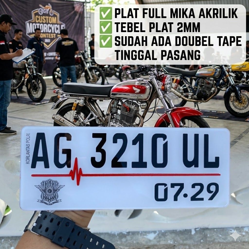 plat motor akrilik SATUAN//plat motor mika akrilik warna putih