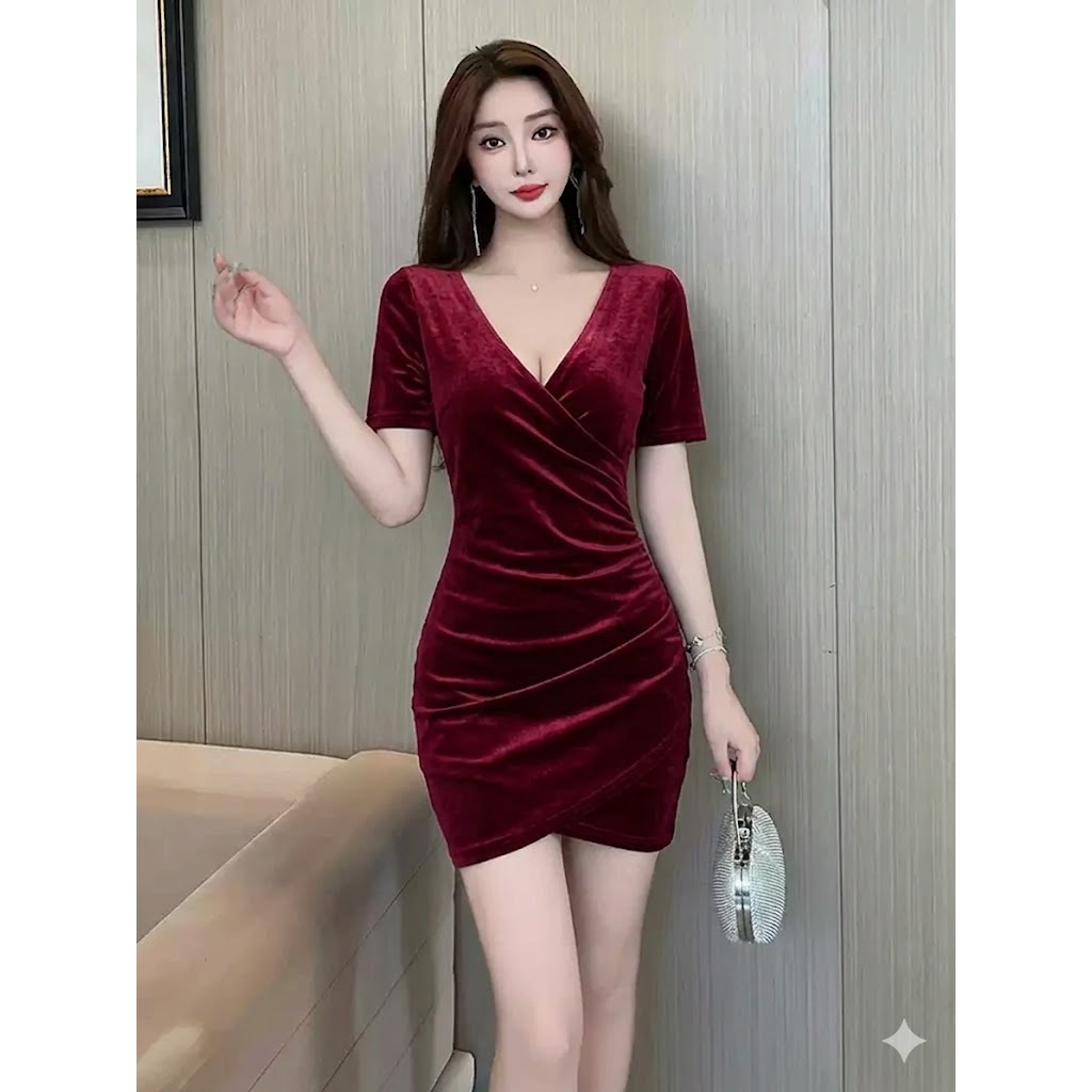 DRESS SEKSI/DRES BAHAN BELUDRU PREMIUM